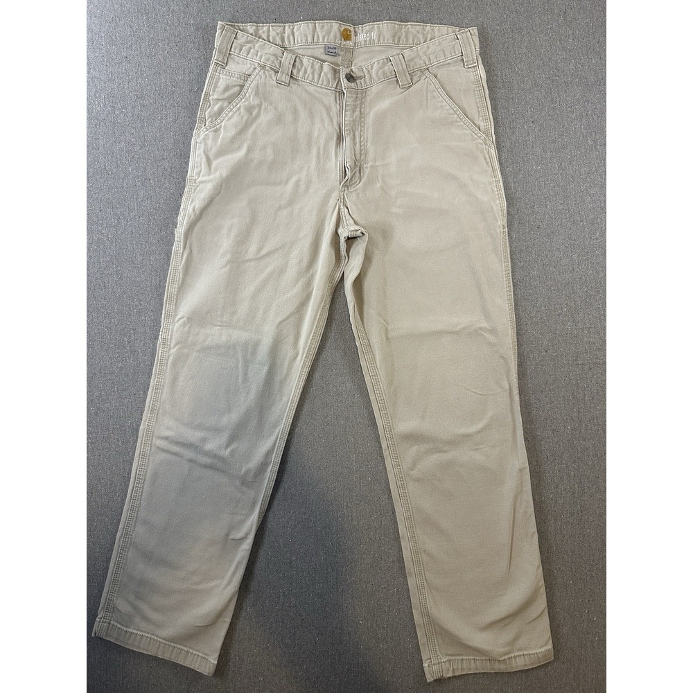 Carhartt Mens Relaxed Fit Pants Beige Khaki 34x32 workwear